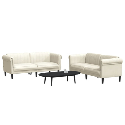 Set di Divani 2 pz Crema in Velluto - homemem39