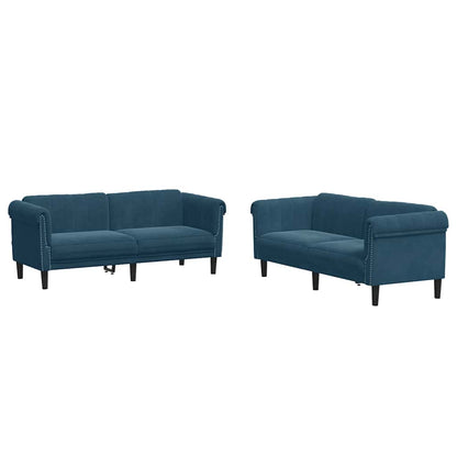 Set di Divani 2 pz Blu in Velluto | homemem39