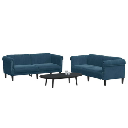 Set di Divani 2 pz Blu in Velluto | homemem39