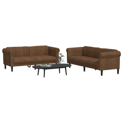 Set di Divani 2 pz Marrone in Velluto