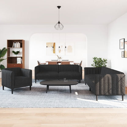 Set d Divani 3 pz Nero in Tessuto | homemem39