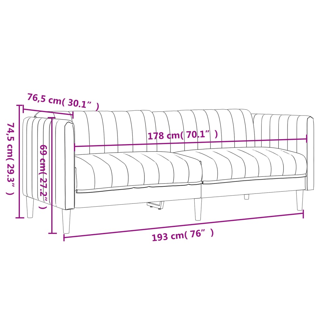 Set di Divani 3 pz Marrone Scuro in Tessuto - homemem39