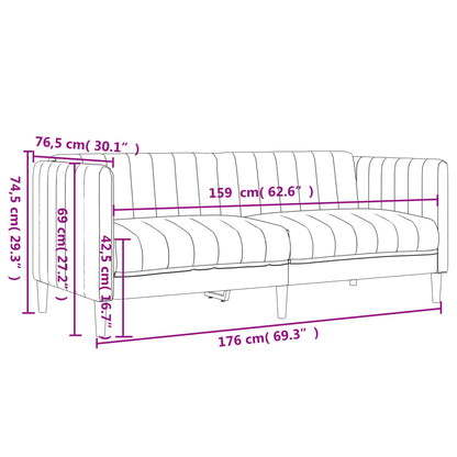 Set di Divani 3 pz Blu in Tessuto