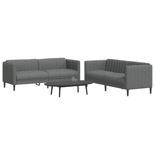 Set di Divani 2 pz Grigio Scuro in Tessuto | homemem39