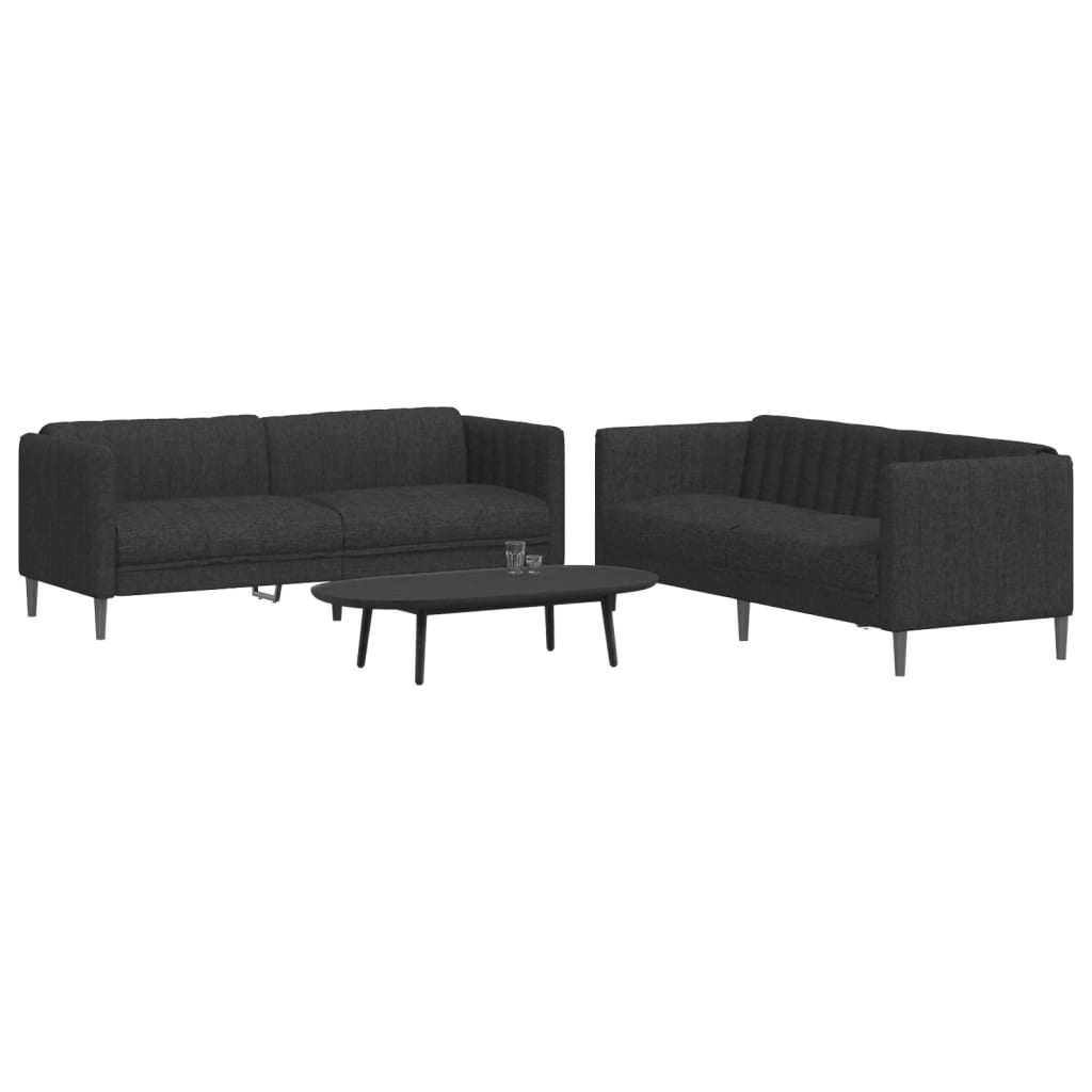 Set di Divani 2 pz Nero in Tessuto | homemem39