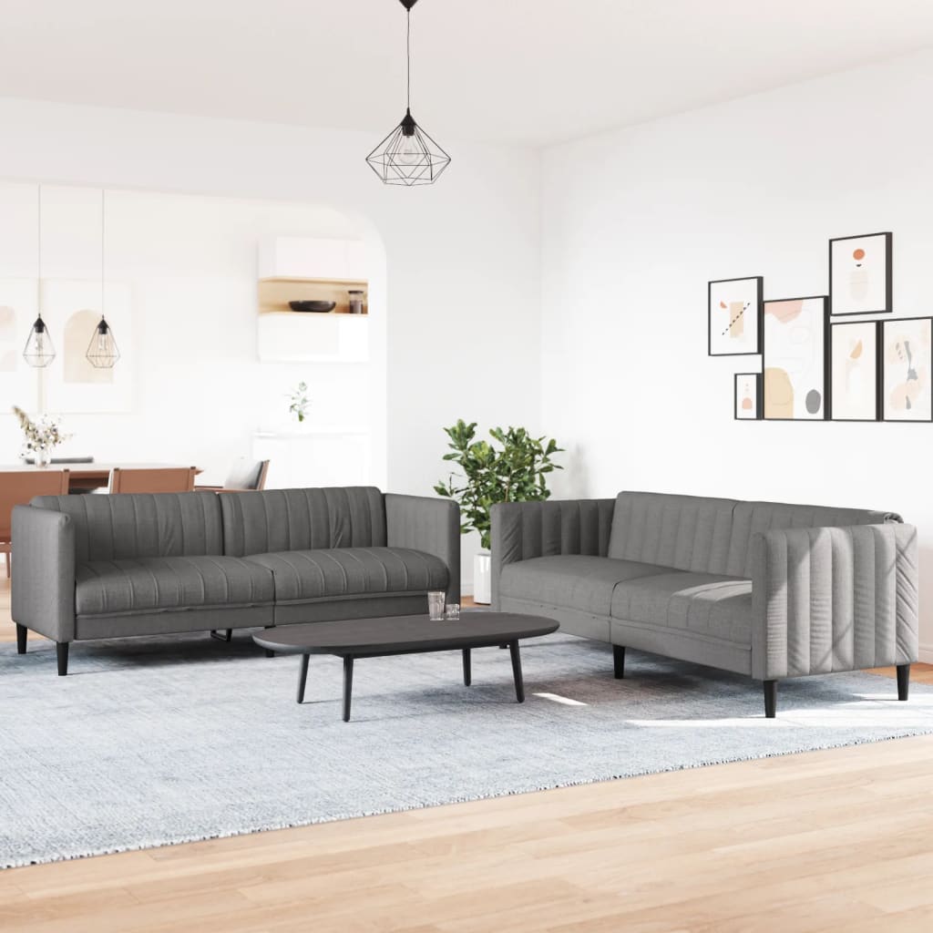 Set di Divani 2 pz Tortora in Tessuto | homemem39