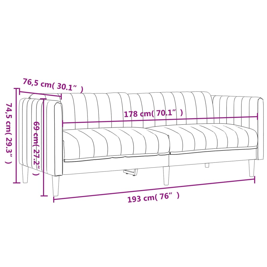 Set di Divani 2 pz Blu in Tessuto