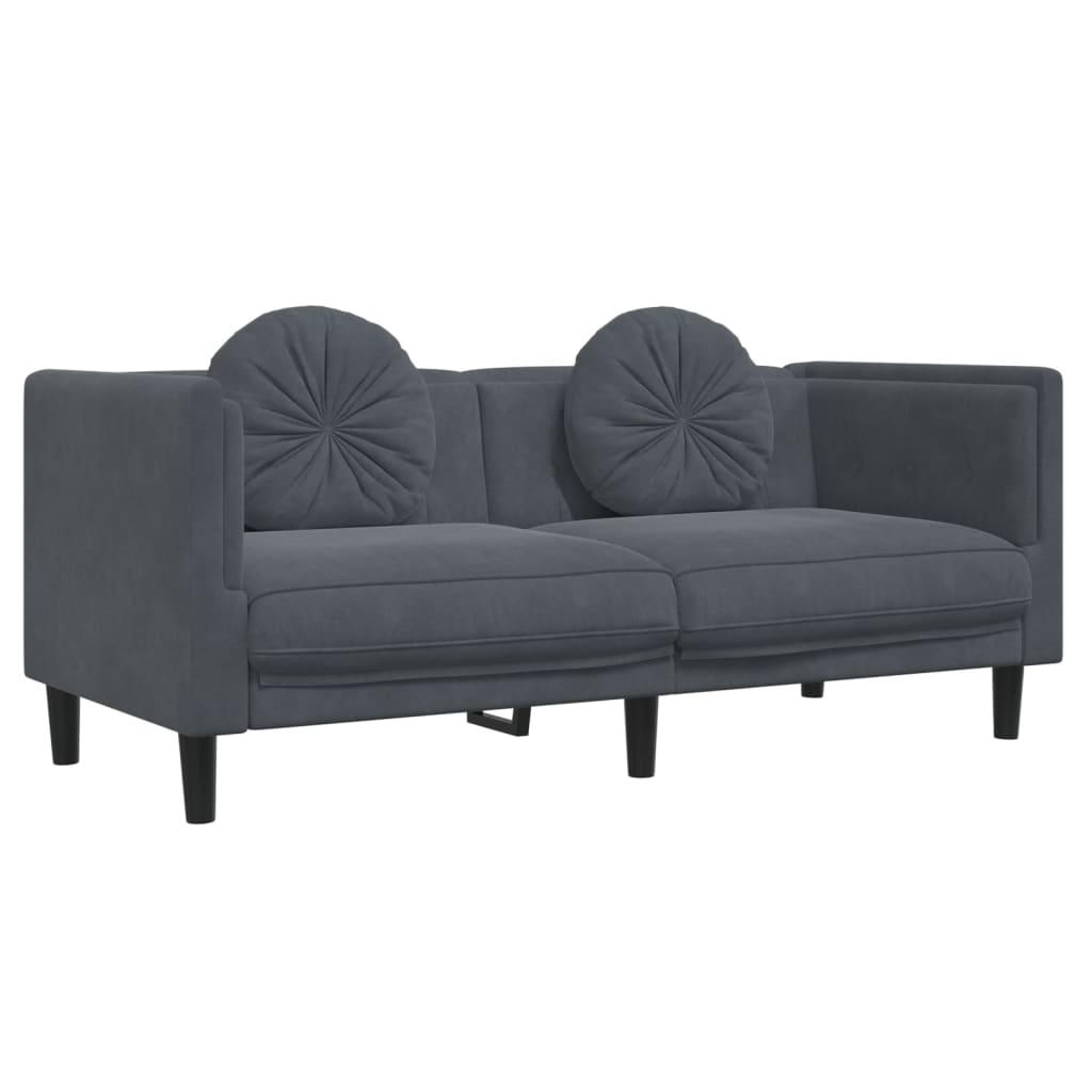 Set di Divani 3 pz con Cuscini Grigio Scuro in Velluto | homemem39