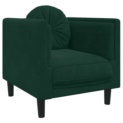 Set di Divani 3 pz con Cuscini Verde Scuro in Velluto