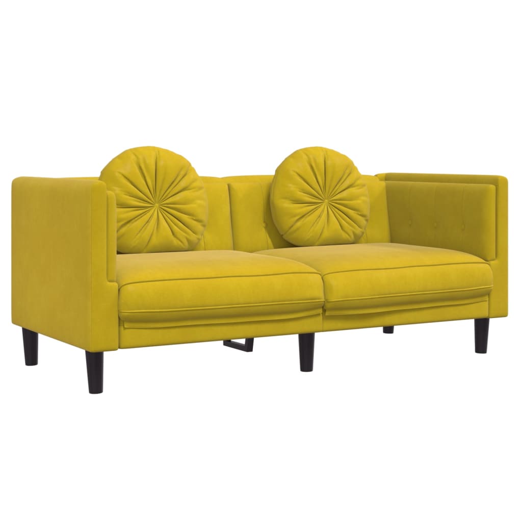Set di Divani 3 pz con Cuscini Giallo in Velluto - homemem39