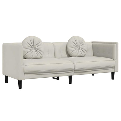 Set di Divani 3 pz con Cuscini Crema in Velluto