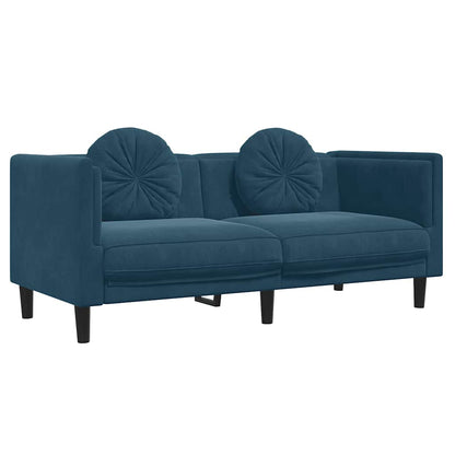 Set di Divani 3 pz con Cuscini Blu in Velluto | homemem39