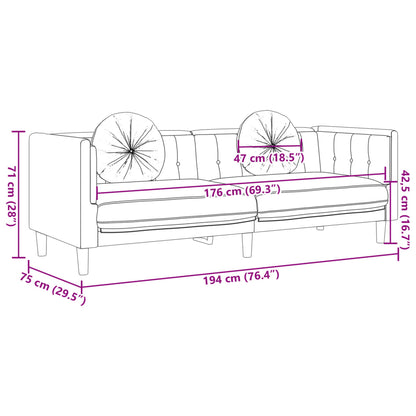 Set di Divani 3 pz con Cuscini Marrone in Velluto | homemem39