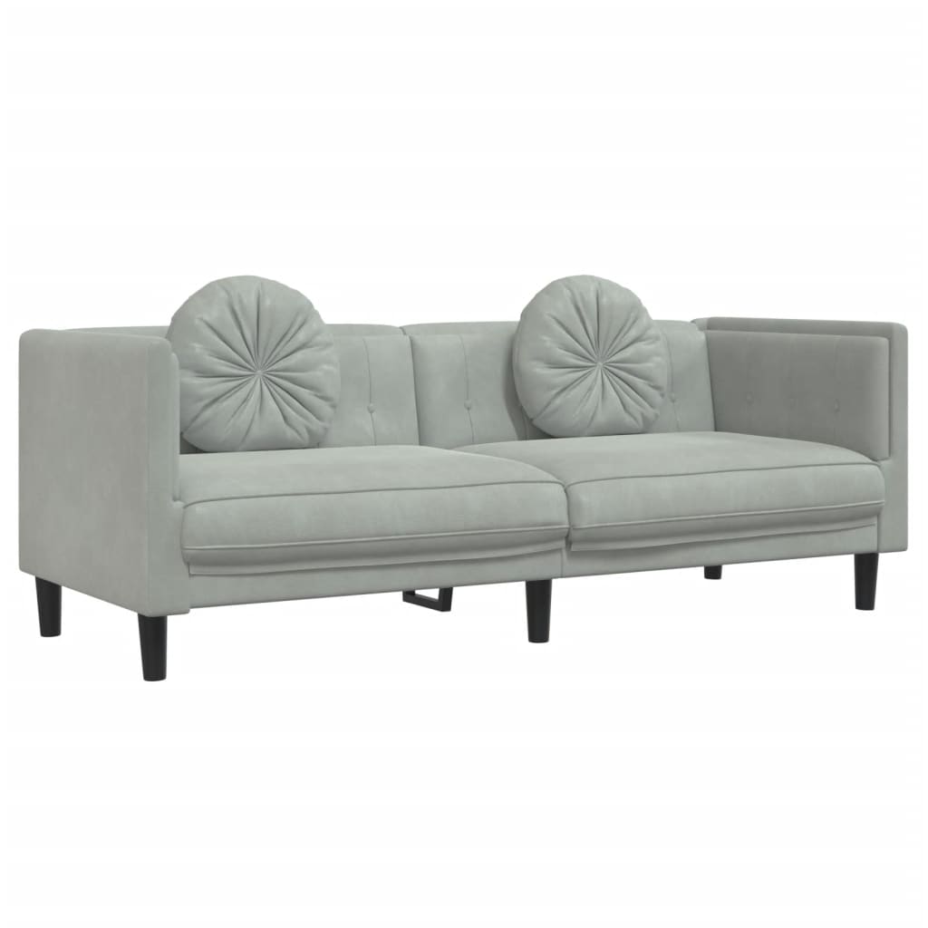 Set di Divani 2 pz con Cuscini Grigio Chiaro in Velluto | homemem39
