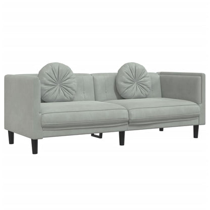 Set di Divani 2 pz con Cuscini Grigio Chiaro in Velluto | homemem39