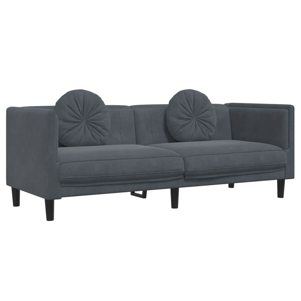 Set di Divani 2 pz con Cuscini Grigio Scuro in Velluto | homemem39