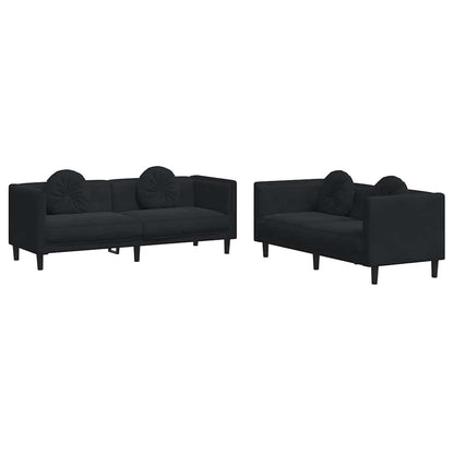 Set di Divani 2 pz con Cuscini Nero in Velluto | homemem39