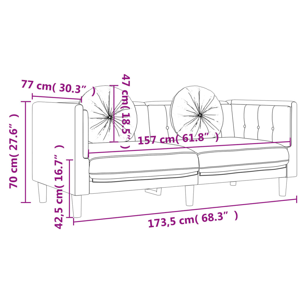 Set di Divani 2 pz con Cuscini Blu in Velluto - homemem39