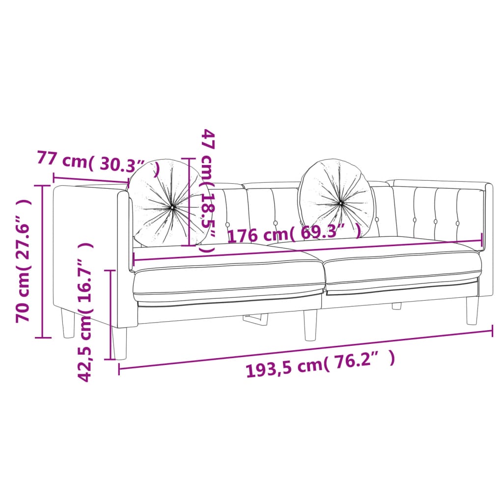 Set di Divani 2 pz con Cuscini Blu in Velluto - homemem39