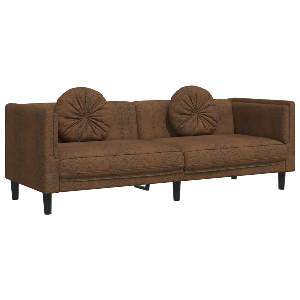 Set di Divani 2 pz con Cuscini Marrone in Velluto | homemem39