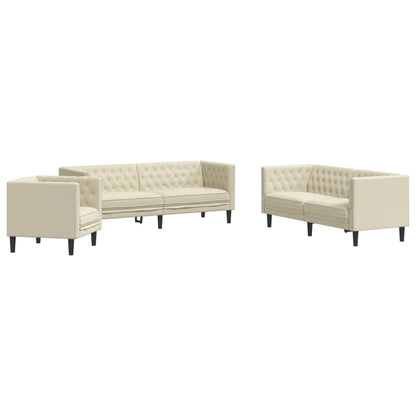 Set Divani Chesterfield 3pz Crema in Similpelle | homemem39