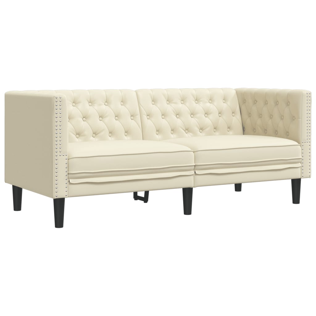 Set Divani Chesterfield 3pz Crema in Similpelle | homemem39