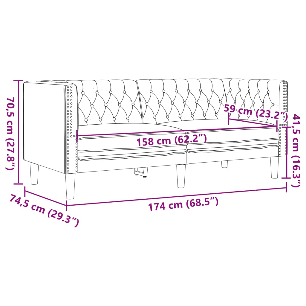 Set Divani Chesterfield 3pz Cappuccino in Similpelle - homemem39