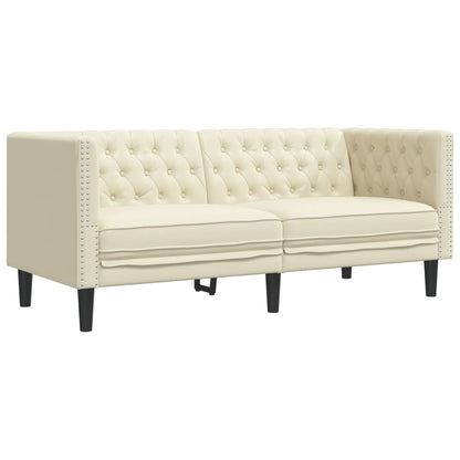 Set Divani Chesterfield 2pz Crema in Similpelle | homemem39