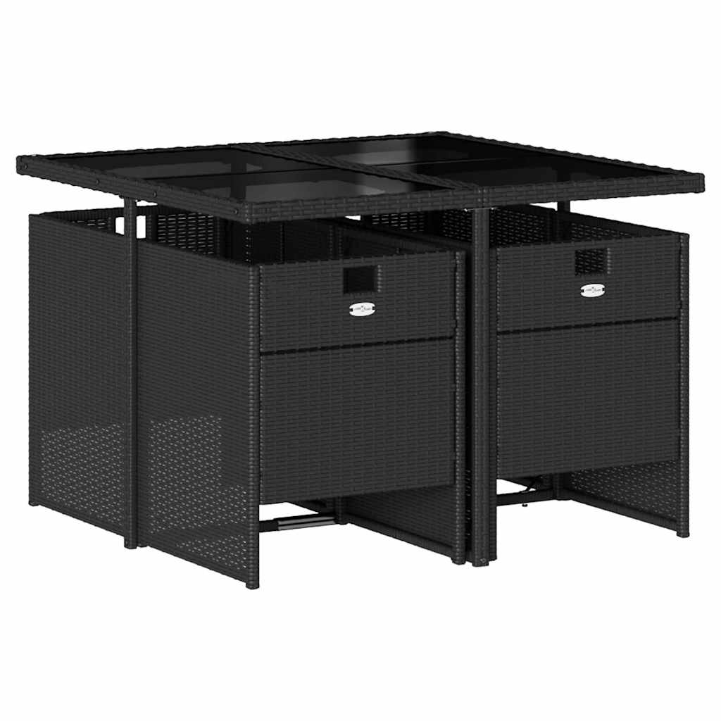 Set da Pranzo da Giardino 5 pz Nero con Cuscini in Polyrattan | homemem39