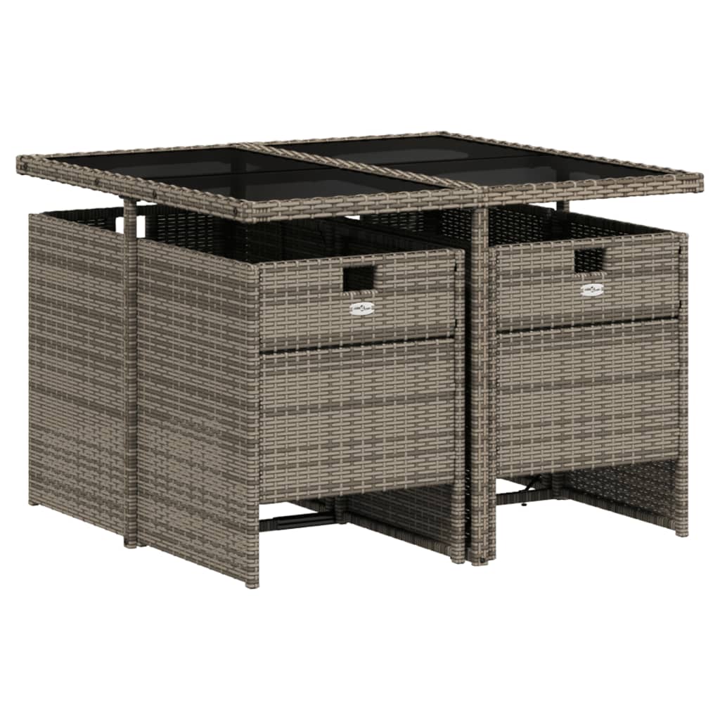 Set da Pranzo da Giardino 5 pz con Cuscini in Polyrattan Grigio - homemem39