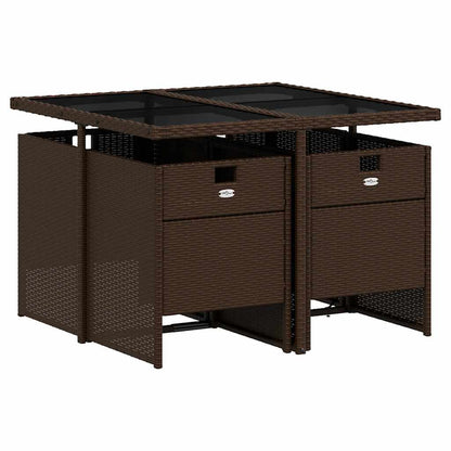 Set da Pranzo da Giardino 5pz con Cuscini in Polyrattan Marrone | homemem39