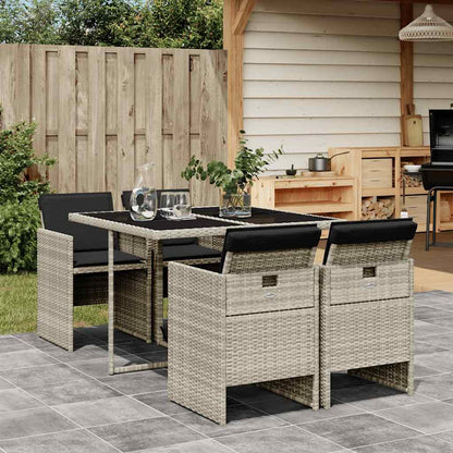 Set Pranzo da Giardino 5pz con Cuscini Grigio Chiaro Polyrattan | homemem39