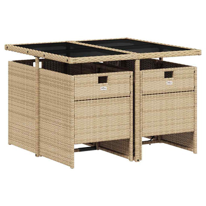 Set Pranzo da Giardino 5 pz con Cuscini Beige Misto Polyrattan | homemem39