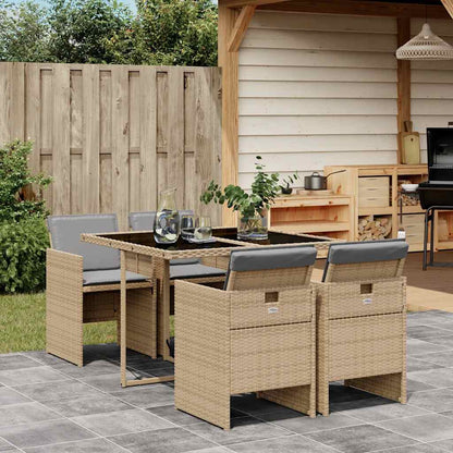 Set Pranzo da Giardino 5 pz con Cuscini Beige Misto Polyrattan | homemem39