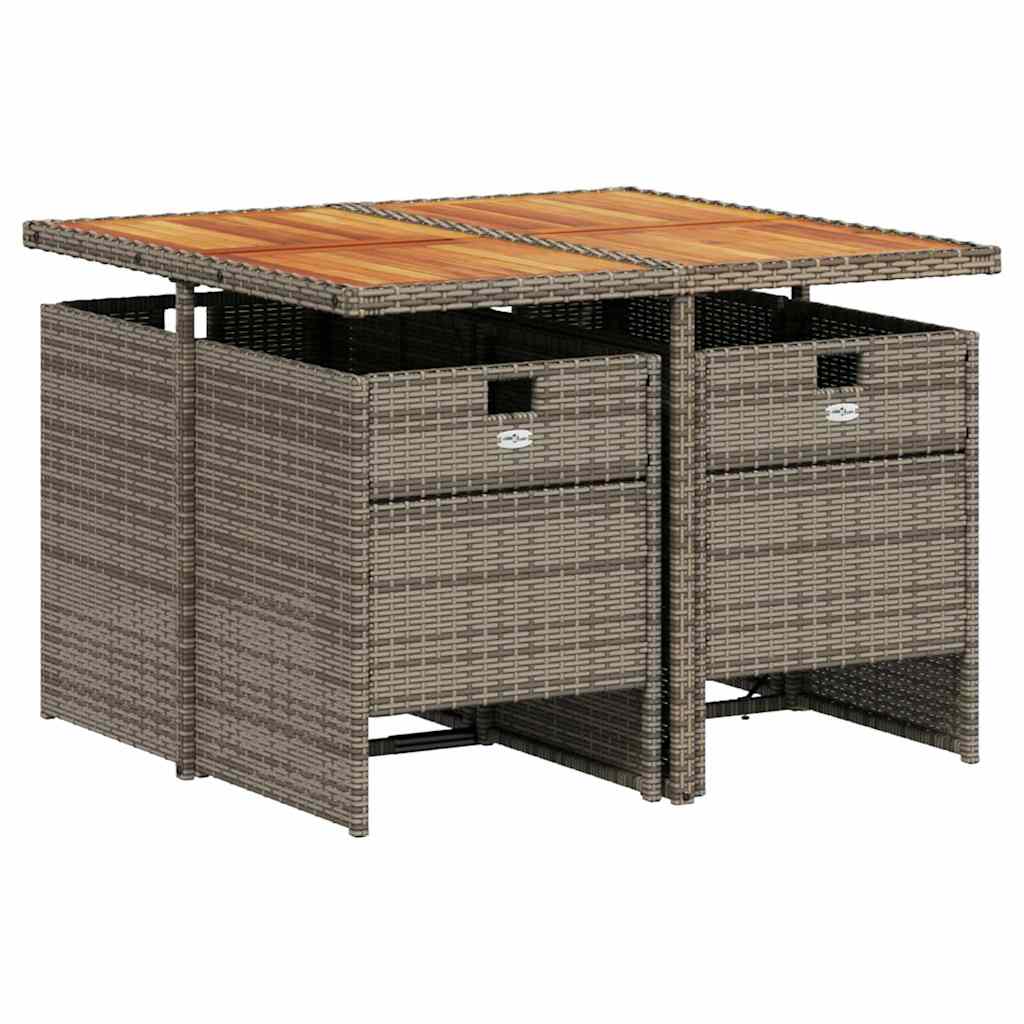 Set da Pranzo da Giardino 5 pz con Cuscini in Polyrattan Grigio | homemem39