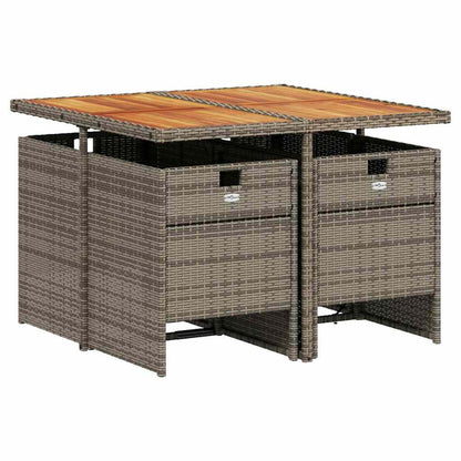 Set da Pranzo da Giardino 5 pz con Cuscini in Polyrattan Grigio | homemem39