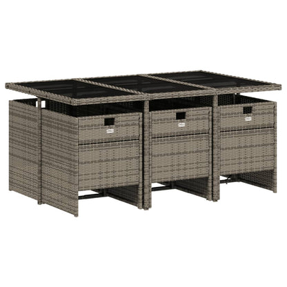 Set da Pranzo da Giardino 7 pz con Cuscini in Polyrattan Grigio - homemem39