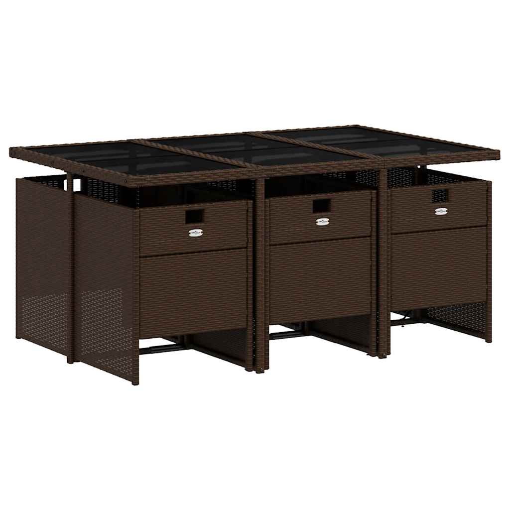 Set da Pranzo da Giardino 7pz con Cuscini in Polyrattan Marrone | homemem39