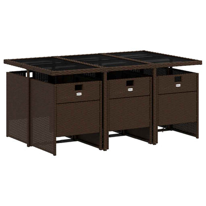 Set da Pranzo da Giardino 7pz con Cuscini in Polyrattan Marrone | homemem39