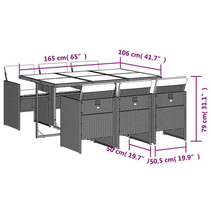 Set da Pranzo da Giardino 7pz con Cuscini in Polyrattan Marrone | homemem39