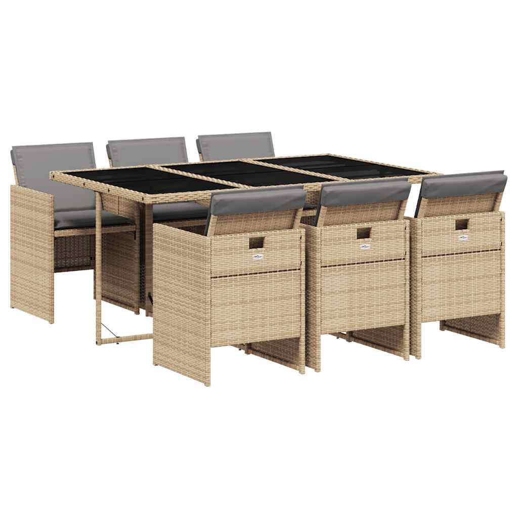 Set Pranzo da Giardino 7 pz con Cuscini Beige Misto Polyrattan | homemem39