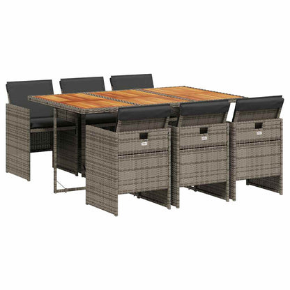 Set da Pranzo da Giardino 7 pz con Cuscini in Polyrattan Grigio | homemem39
