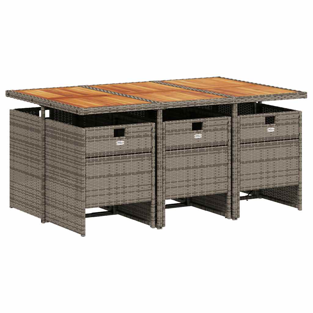 Set da Pranzo da Giardino 7 pz con Cuscini in Polyrattan Grigio | homemem39