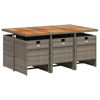 Set da Pranzo da Giardino 7 pz con Cuscini in Polyrattan Grigio - homemem39