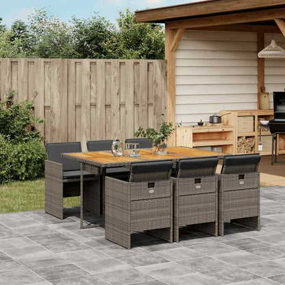 Set da Pranzo da Giardino 7 pz con Cuscini in Polyrattan Grigio | homemem39