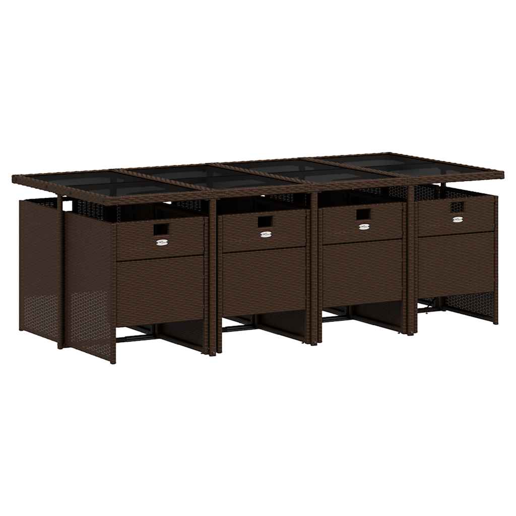 Set da Pranzo da Giardino 9pz con Cuscini Marrone in Polyrattan | homemem39