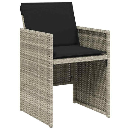 Set Pranzo da Giardino 9pz con Cuscini Grigio Chiaro Polyrattan | homemem39