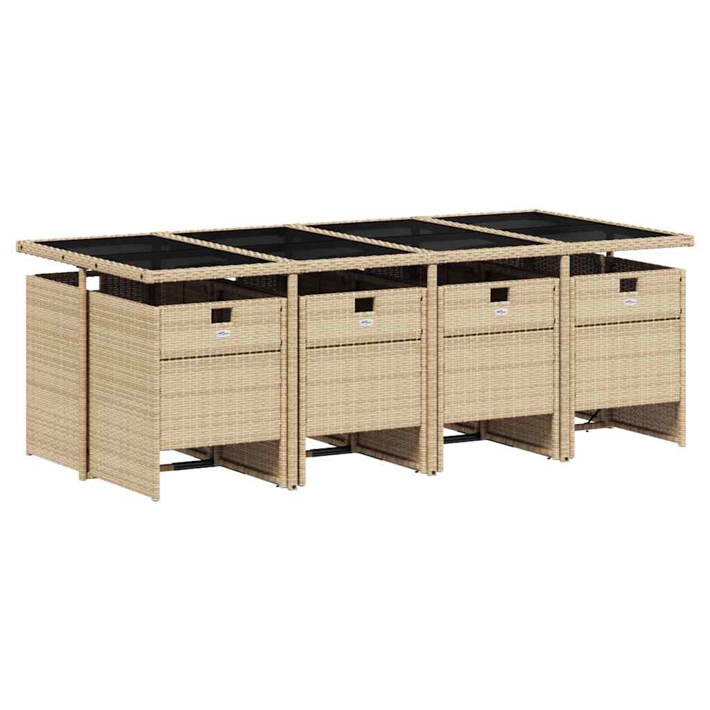 Set Pranzo da Giardino 9 pz con Cuscini Beige Misto Polyrattan | homemem39