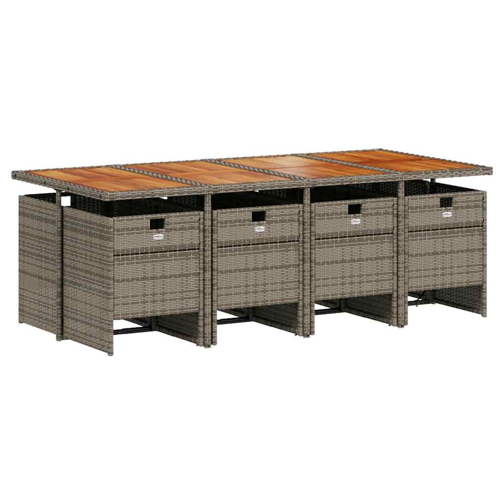 Set da Pranzo da Giardino 9 pz con Cuscini in Polyrattan Grigio | homemem39