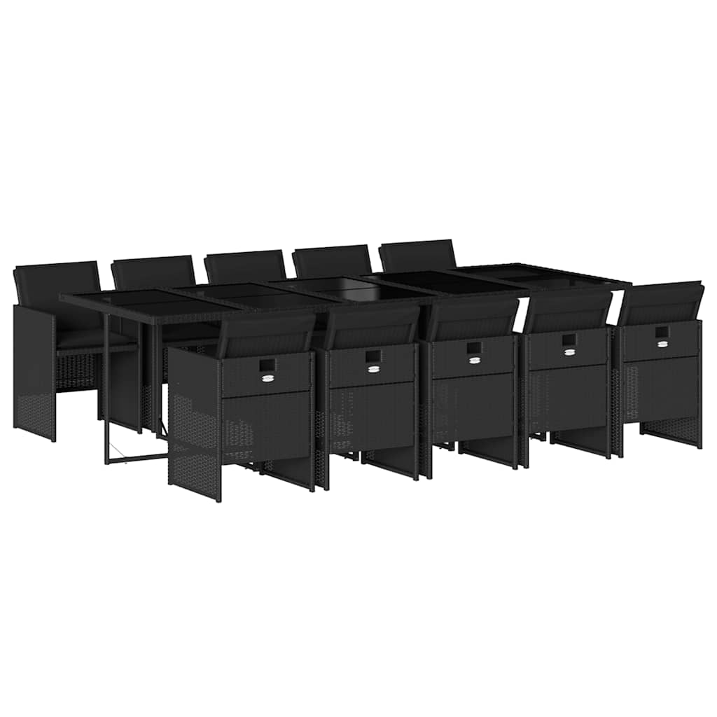 Set da Pranzo da Giardino 11 pz con Cuscini in Polyrattan Nero | homemem39